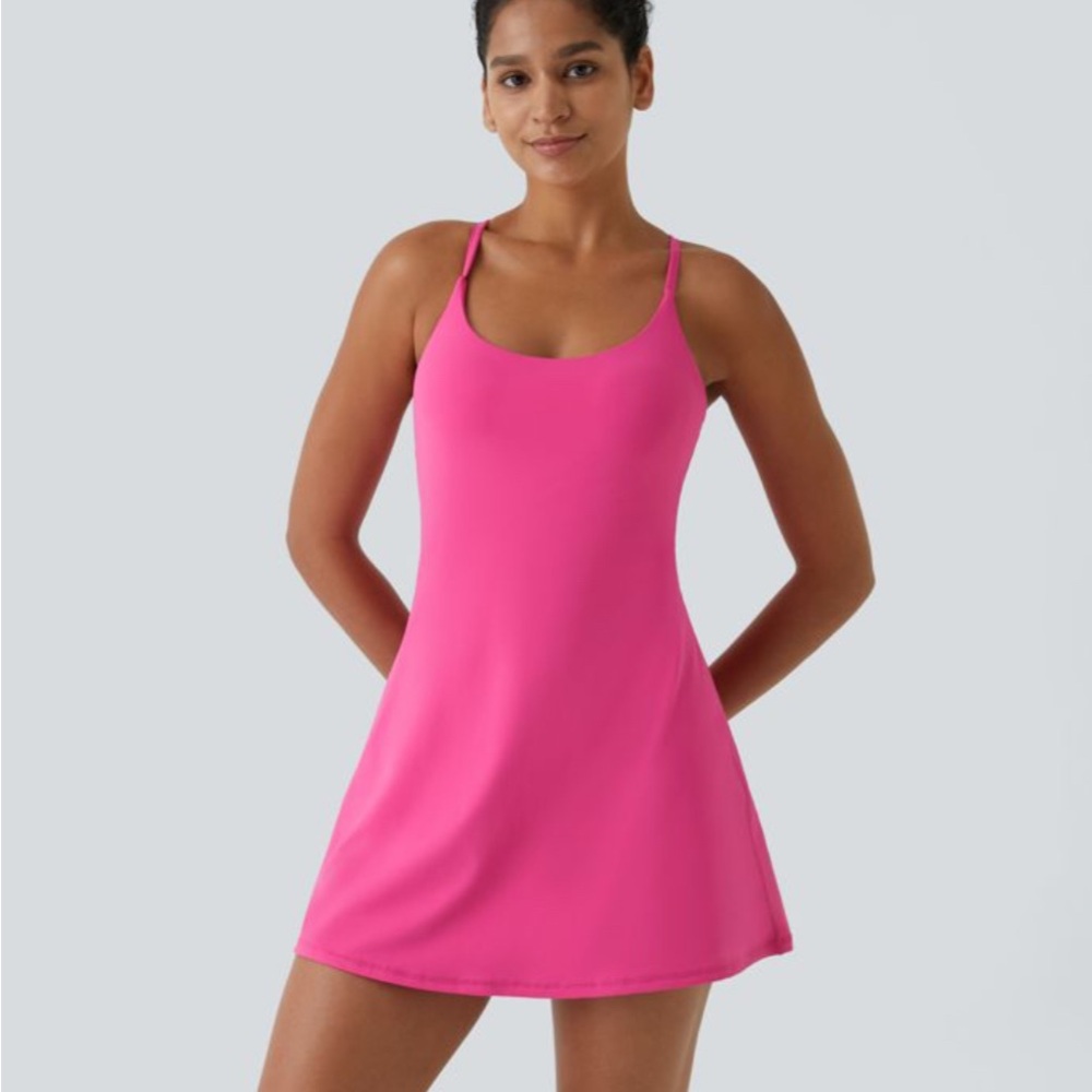 HALARA Bright Pink Athleisure Dress W/ Pockets